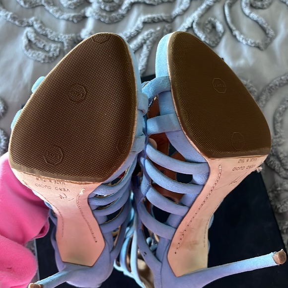 🔥SALE!!GORGEOUS!Giuseppe Zanotti Circle Cut out Cage blue booties with dust bag - Picture 3 of 11